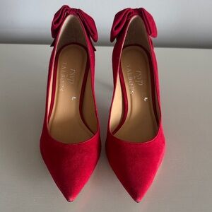 Talbots Red Pointed-Toe Bow Heels